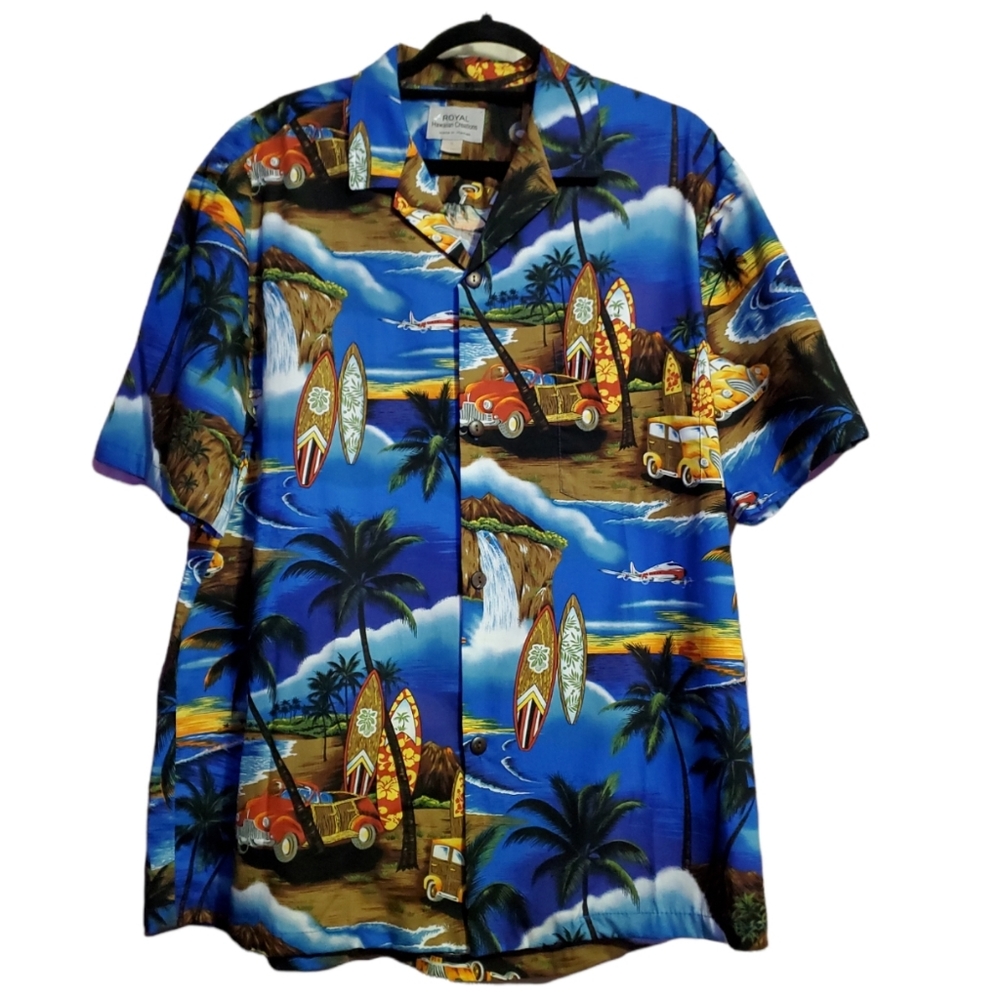 Royal Hawaiian Creations button down Festive  shirt Xl